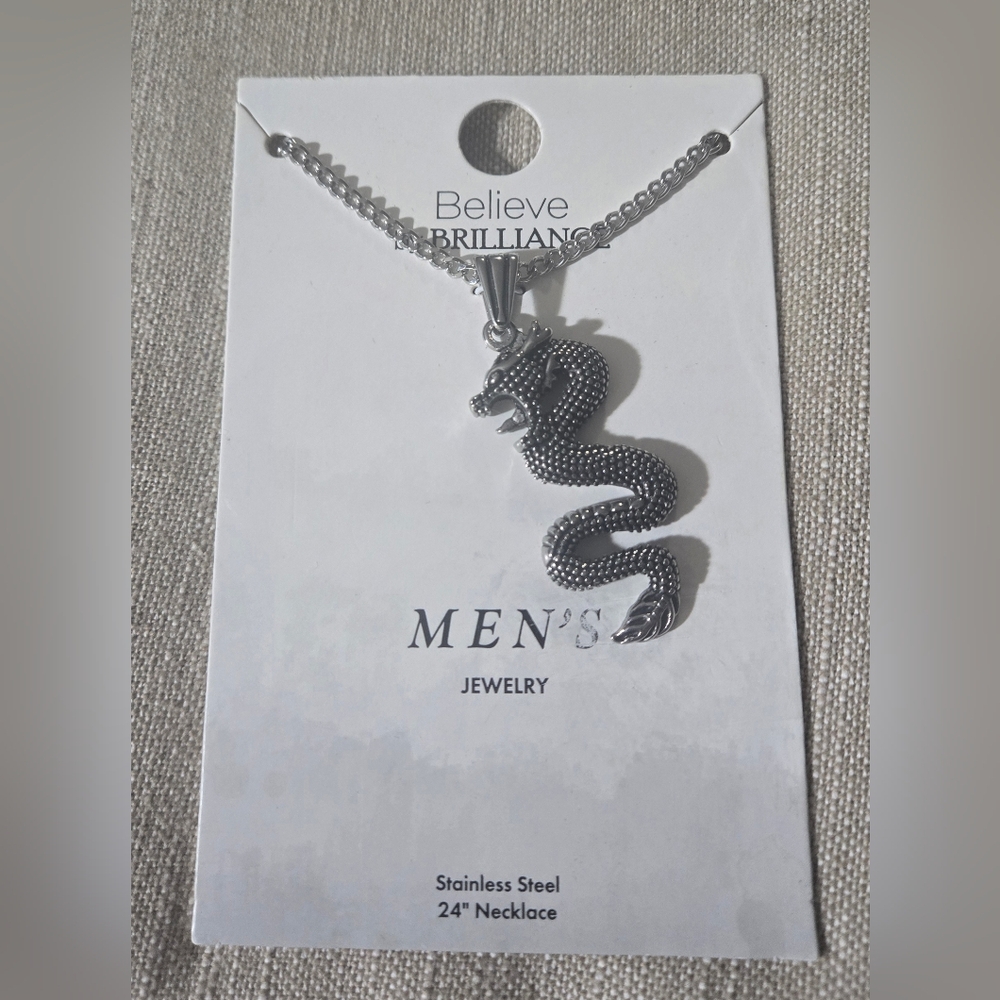 Silver Snake Pendant Necklace